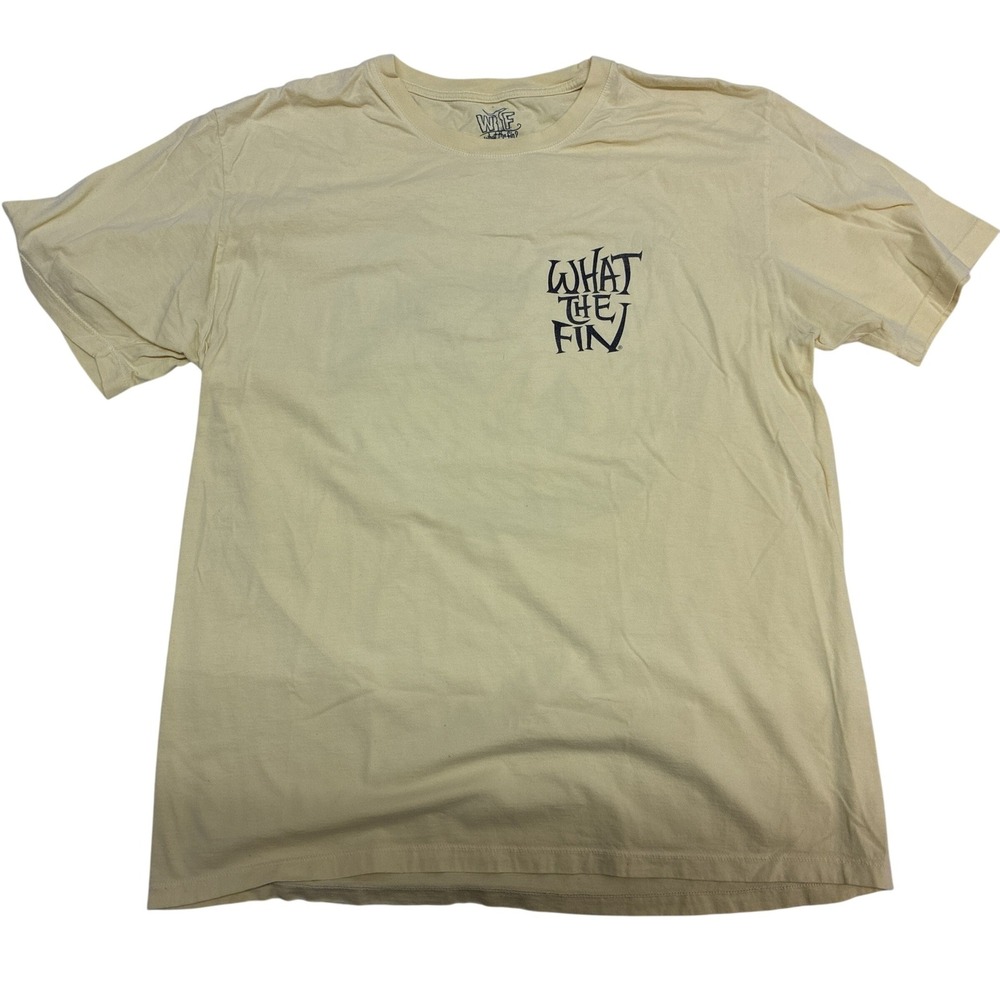 What The Fin Endless Surf Graphic‎ T-Shirt Mens Large Yellow Short Sleeve Cotton